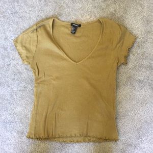 Forever 21 Olive Green Ruffle Edge Top